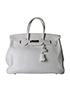 Birkin 35 Veau Clemence in White, front view